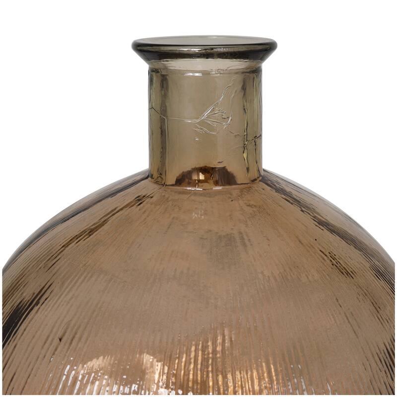 Contemporary Recycled Glass Handmade Ribbed Spanish Bottle Vase - Brown or Clear