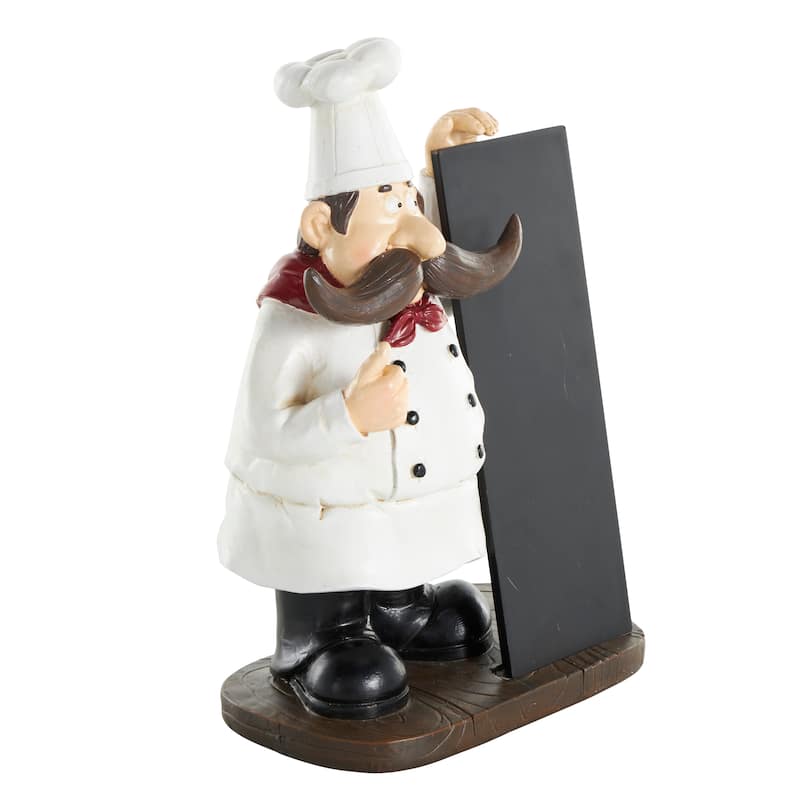 Black Polystone Chef Decorative Sculpture with Chalkboard