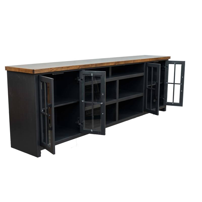 Bridgevine Home Modern Farmhouse 96 inch TV Stand Console for TVs up to 100 inches, No Assembly Requried, Two-Tone Finish