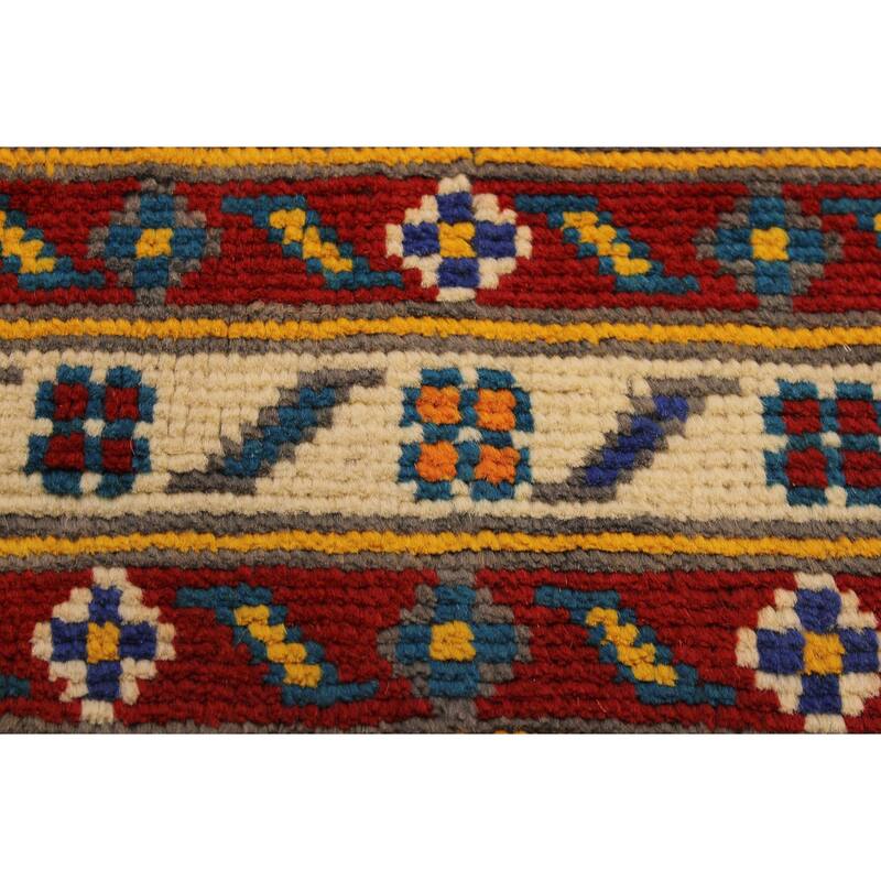 Bohemian Balochi Hancock Red/Beige Hand Knotted Wool Rug - 3'5'' x 4'10''