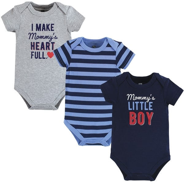 slide 1 of 1, Hudson Baby Infant Boy Cotton Bodysuits, Mommys Little Boy 0-3 Months - Mommys Little Boy