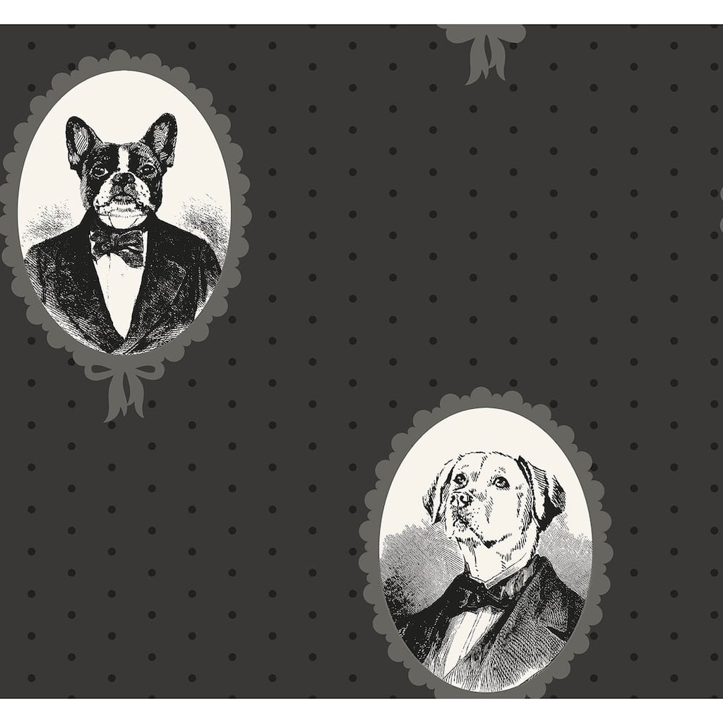 Seabrook Designs Dixie Dog Cameos Unpasted Wallpaper
