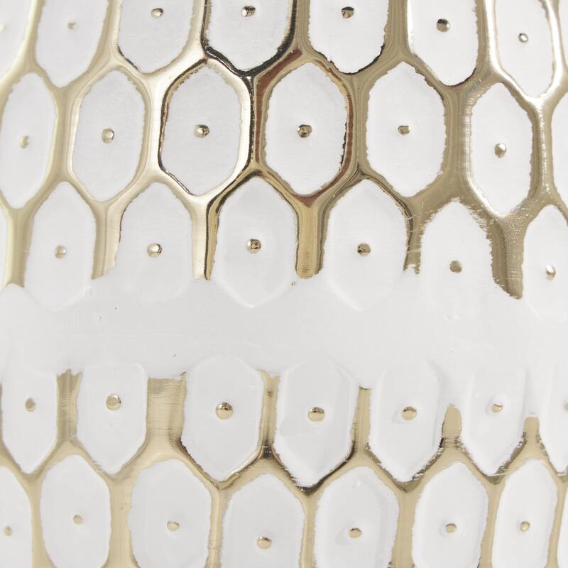 Metal Geometric Geometric Dot Decorative Vase with White Accents - Gold - Roche River Decor