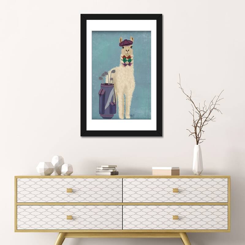 iCanvas "Llama Golfing" by Fab Funky