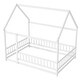 preview thumbnail 129 of 127, Wood Toddler House Bed with Roof Frame and Safety Guardrails Montessori Floor Bed without Slats No Door Houseshaped Platform Bed