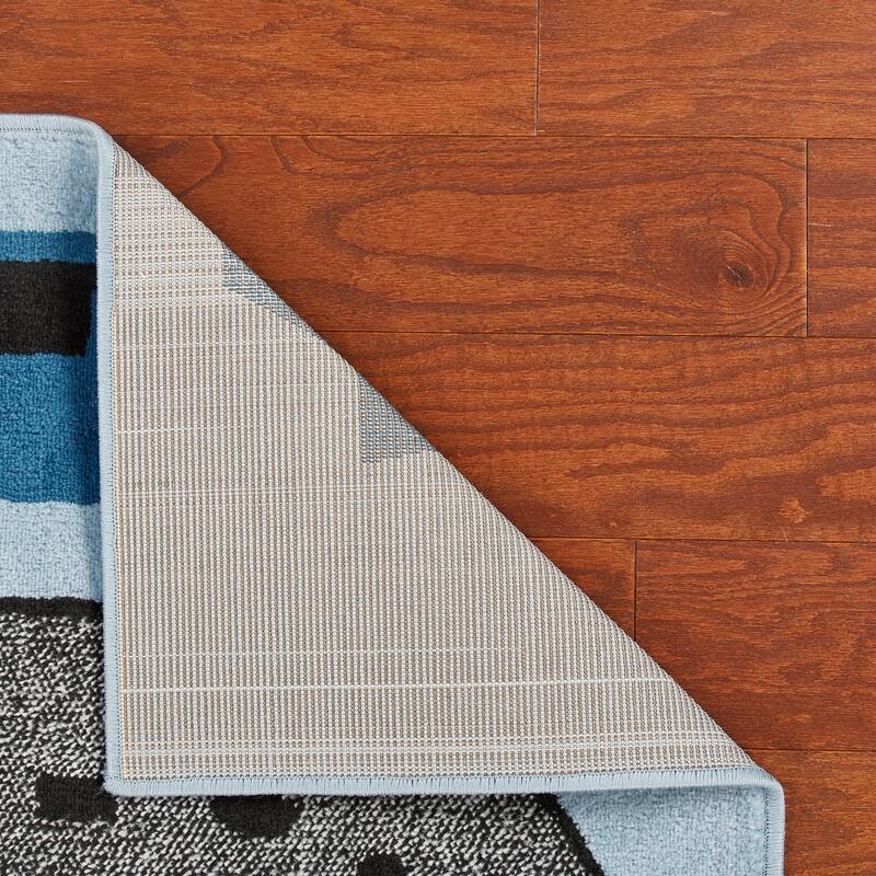 Sevita Blue/Gray Racing Roadways Kids Rug