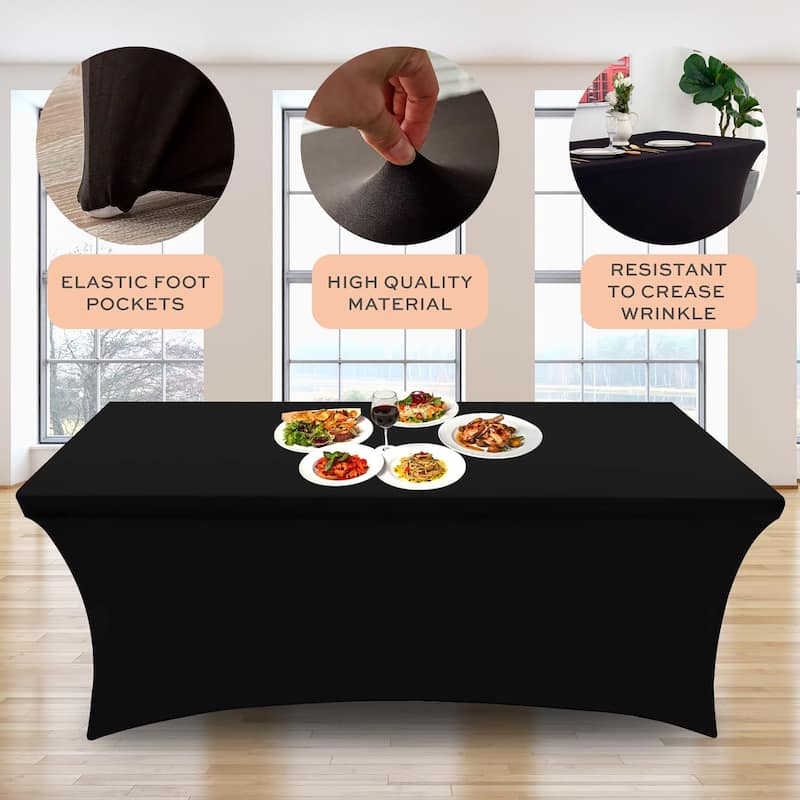 Stretch Spandex Table Covers, 2 Pack Fitted Tablecloths for Rectangle Tables
