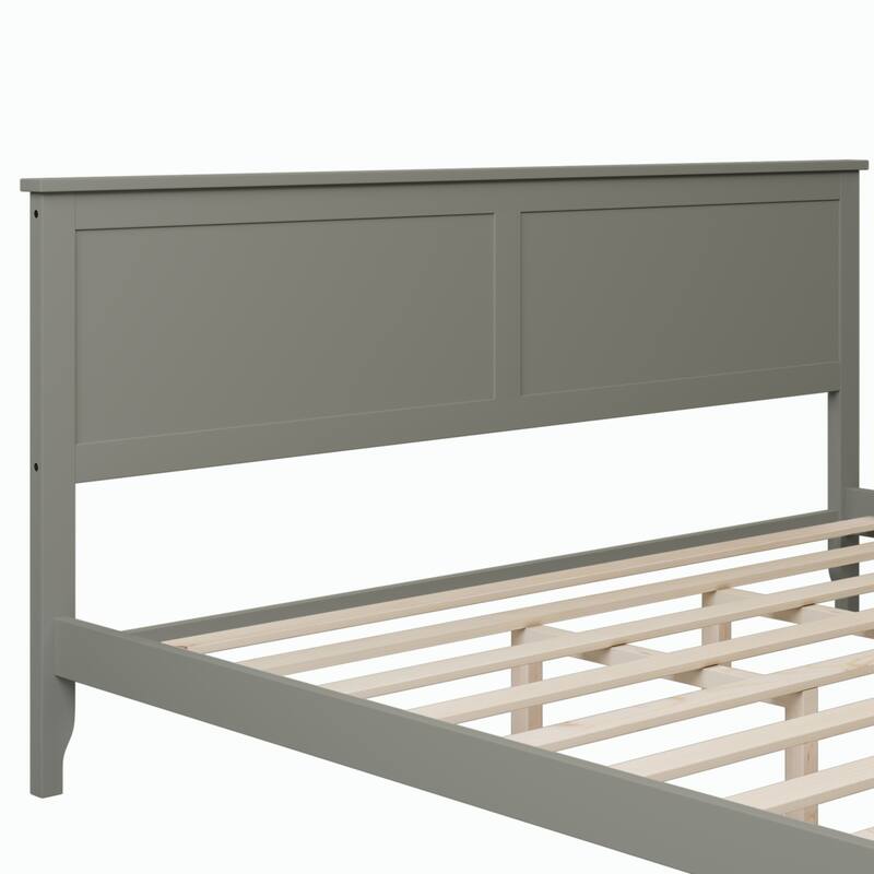 Gray King Platform Bed with Headboard & Center Support Feet, for ...