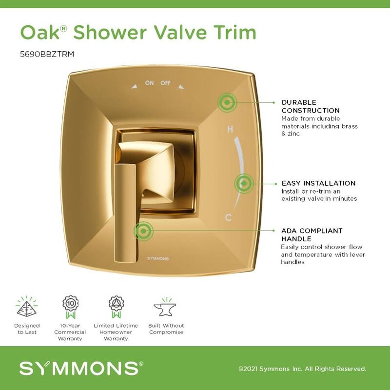 Symmons 5690TRM Oak Traditional Valve Trim Only with Single Lever