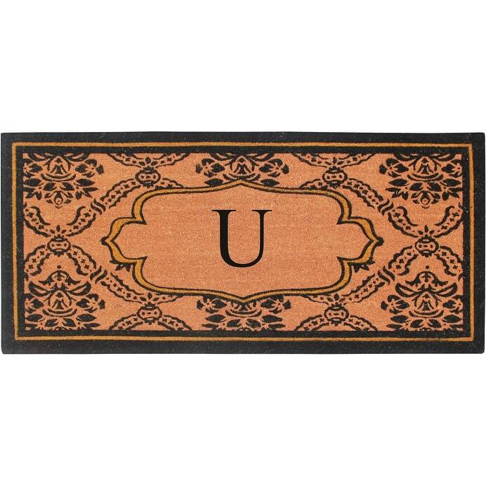 A1HC Uriel Bleached Coir Anti-shred Monogrammed Doormat, 30" X 60" - monogrammed u