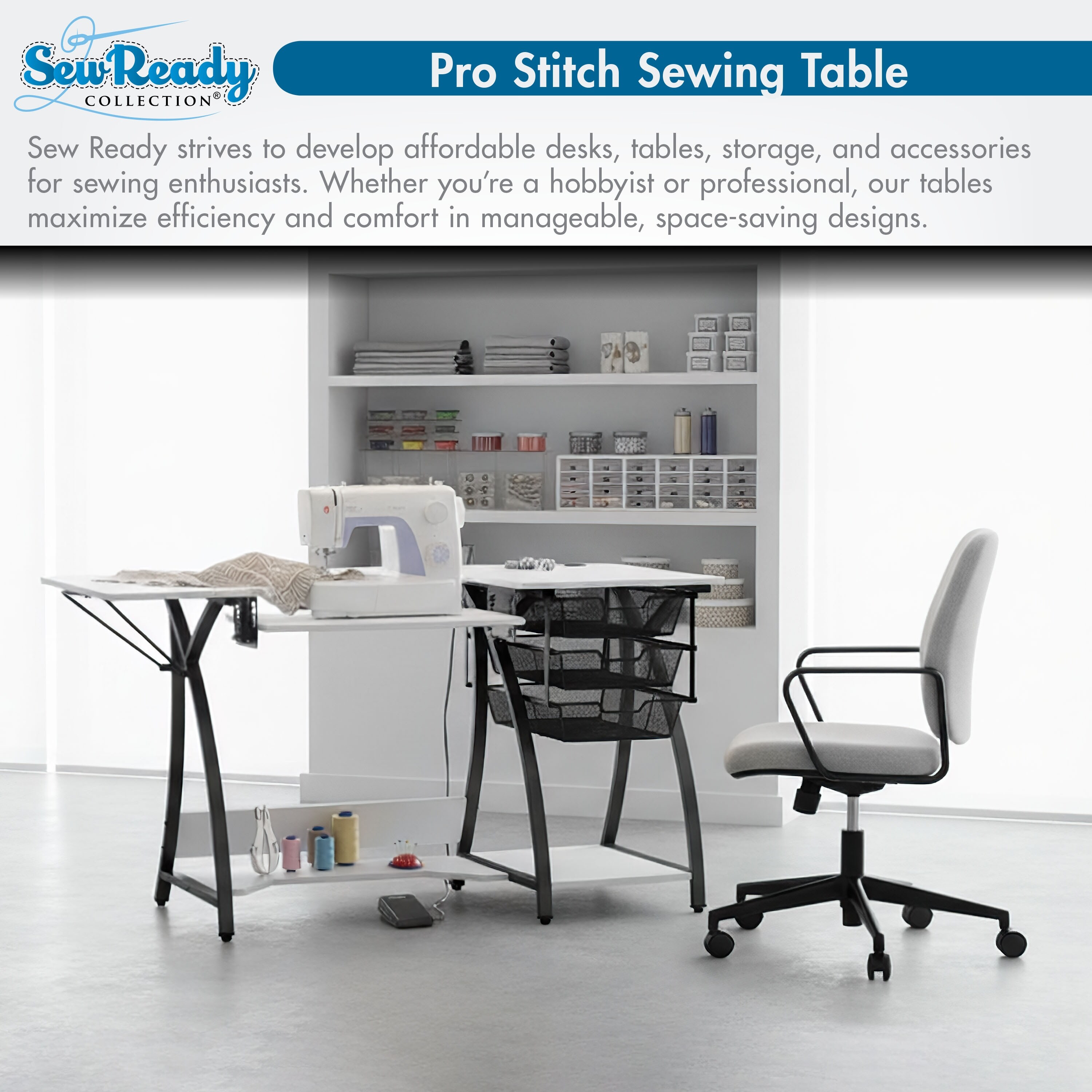 テーブル・机 Rei Mama Pro Stitch Sewing Machine, Hobby and Sewing Table with Folding Top