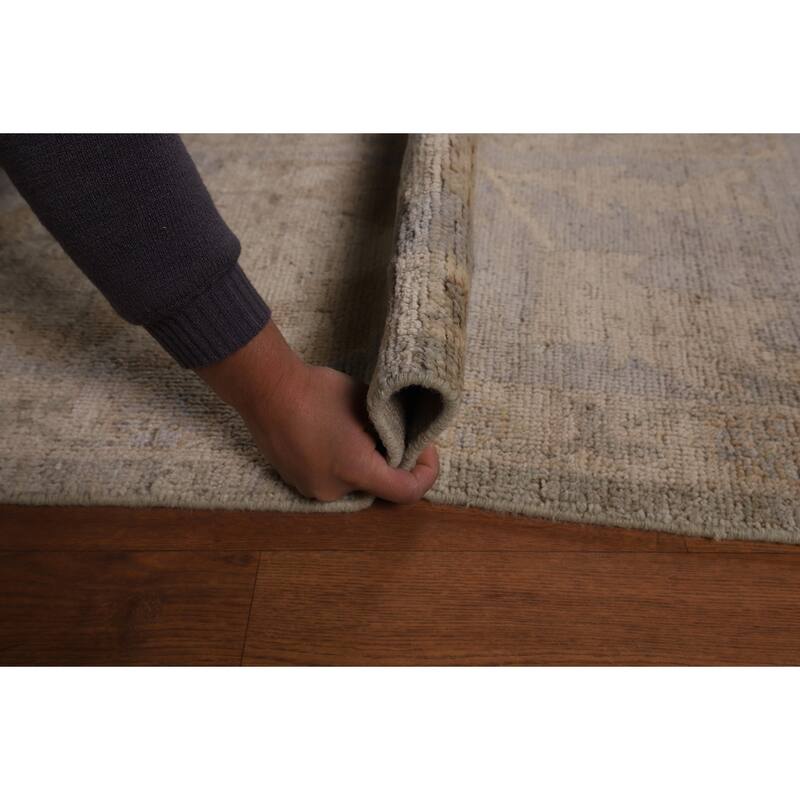 Grey Vegetable Dye Oushak Turkish Large Area Rug Handmade Wool Carpet - 9'11"x 13'10"