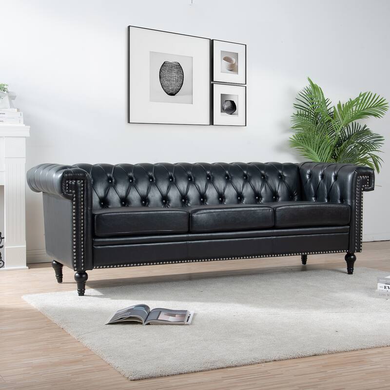 83.66'' Traditional Square Arm Removable Cushion Three Seater Sofa: Timeless Design, Functional Style.