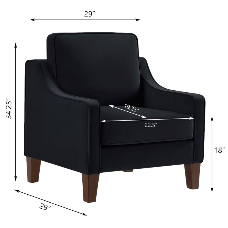 Armchair, Single Seat Sofa Chair with Wooden Legs, Velvet Accent Chair