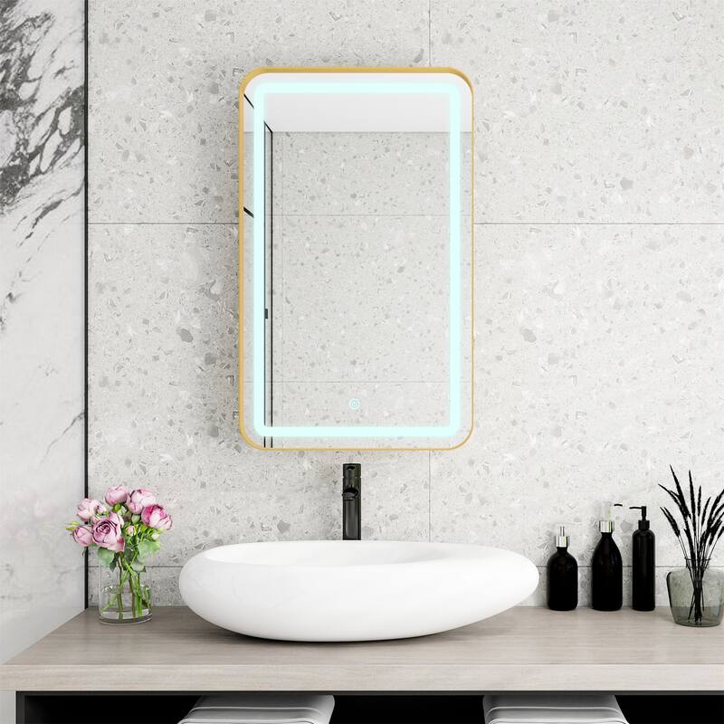 Rectangle Wall-Mounted LED Medicine Cabinet Mirror