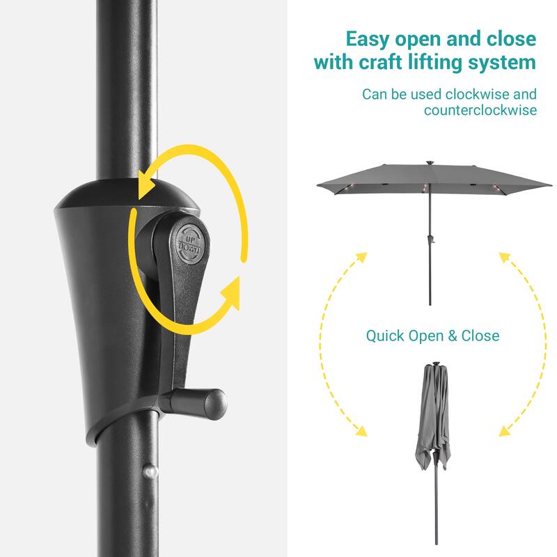 BONOSUKI 11x7/10x6.5ft Solar LED Double-Sided Patio Umbrella with Large Canopy Outdoor Table Umbrella