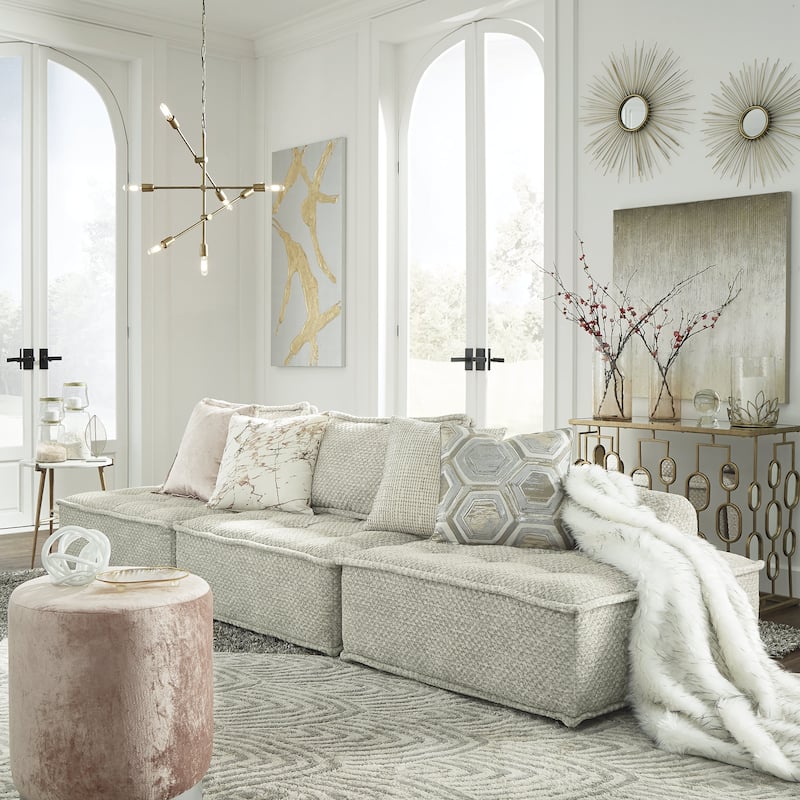 Signature Design by Ashley Bales Gray 3-Piece Modular Seating - 117"W x 39"D x 28"H - Symmetrical - Taupe