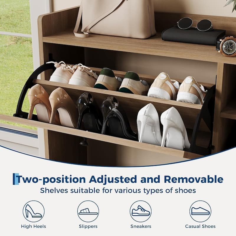 Freestanding 3 Flip Drawer Shoe Cabinet for Entryway Hallway Storage