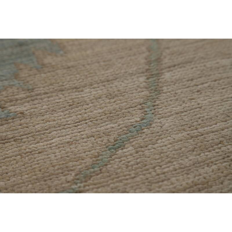 Hand Knotted Oriental 100% Wool Carpet Transitional All-Over Beige & Ivories Oushak Area Rug - 8' 10'' X 6' 2''