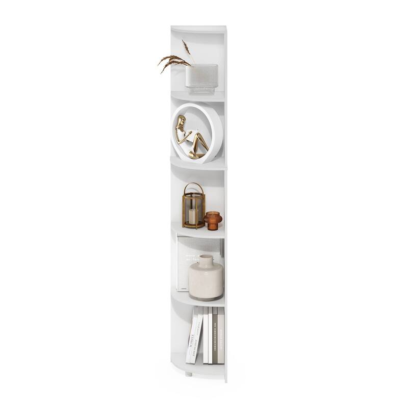 70.87 in. Tall White Wood 5-Shelf Bookcase