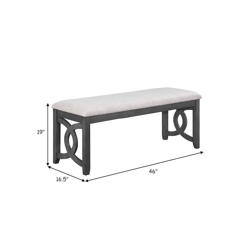 Gary 46 Inch Wood Bench, Fabric Seat, Ebony Brown