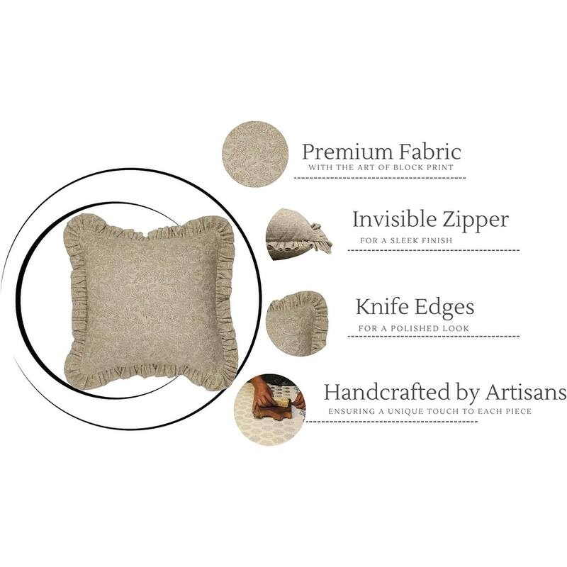 Fabdivine Linen Outdoor Sofa Block print pillow Cover