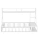preview thumbnail 21 of 32, Twin/Full Size Floor Bed with Bulit-in Desk and Storage Shelves, Metal Playhouse Bed Montessori Bed w/ Fence Guardrails for Kids