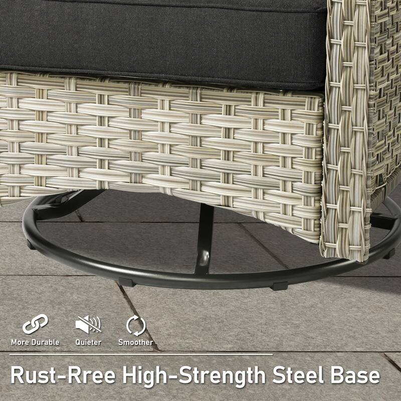 HOOOWOOO 3-piece Outdoor Patio Swivel Rocker Chairs with Side Table