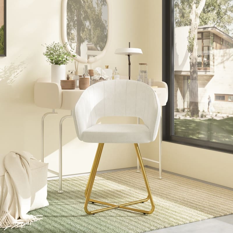 Velvet Vanity Chair, Modern Tufted Makeup Chair, Upholstered Accent Armchair Home Office Desk Chair for Living Room/Makeup Room