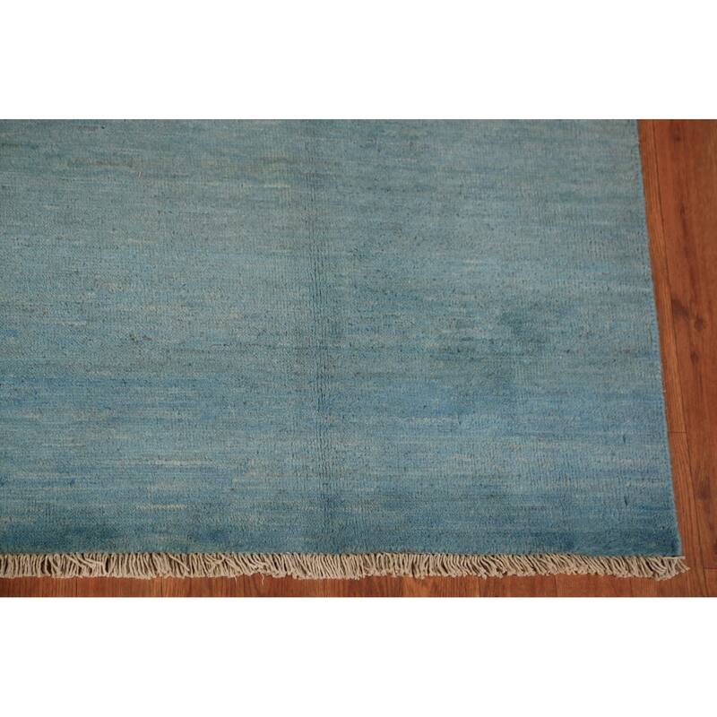 Light Blue Gabbeh Oriental Area Rug Hand-Knotted Wool Carpet - 6'0" x 8'10"