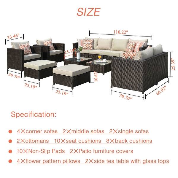 OVIOS Patio 12piece Wicker Deep Seat Furniture Set Bed Bath & Beyond