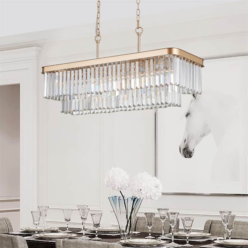 Rectangular Crystal Chandelier Adjustable