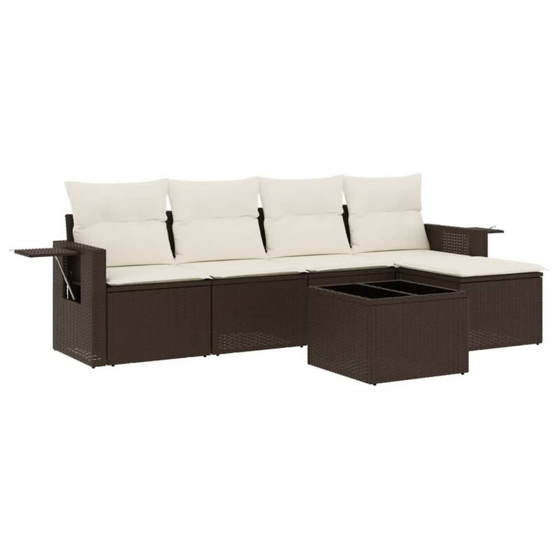 vidaXL Patio Sofa Set with Cushions Outdoor Conversation Furniture Poly Rattan