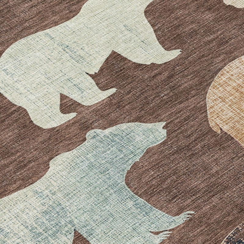 Machine Washable Indoor/ Outdoor Modern Bear Chantille Rug