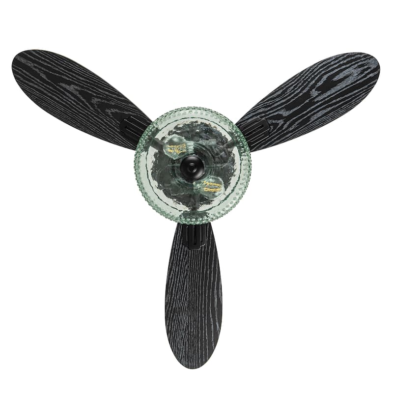 Lottie River of Goods 3-blade 42-inch Modern Indoor Ceiling Fan with Green Hand-Blown Glass Shade and Remote Control