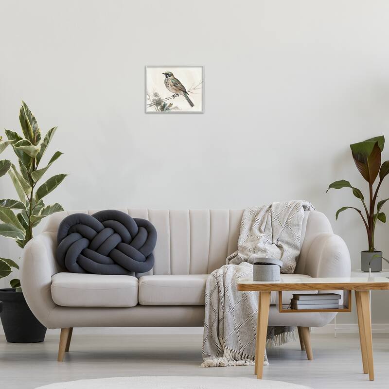 Stupell Perched Bird Illustration Framed Giclee Art Design By LSR Creative Studio