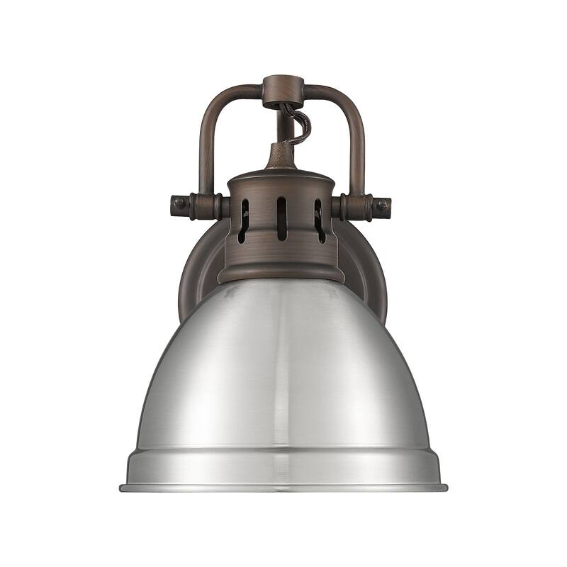 Yep by Golden Lighting Duncan 1-light Vanity in Rubbed Bronze and Pewter shade