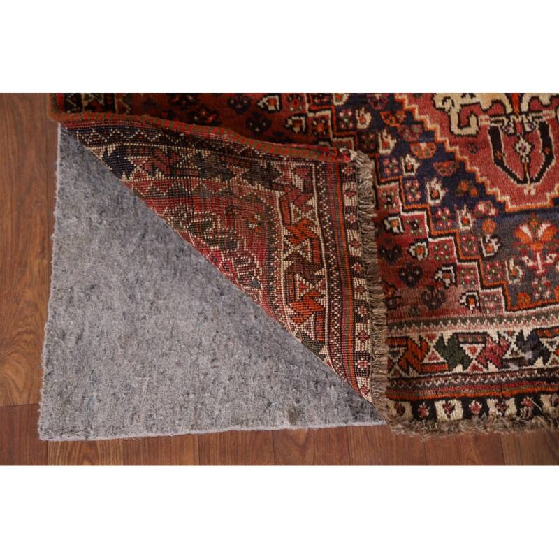Hand Knotted Oriental 100% Wool Carpet Traditional Tribal Navy Blue & Blues Shiraz Area Rug - 5' 4'' X 3' 8''