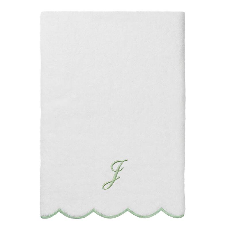 Authentic Hotel and Spa 100% Turkish Cotton Green ADORNIA Scallop Personalized 3 Piece Towel Set - 3 Piece Set