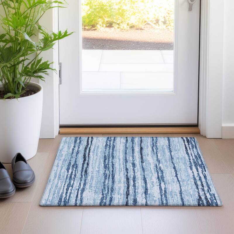 Premium Washable Super Soft Modern Ombre Stripes Mayfield Rug - Blue - 1' 8" x 2' 6" - Rectangle