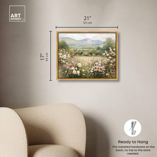 dimension image slide 7 of 16, Valley in Bloom Farmhouse Art Framed Canvas Print by Art Remedy