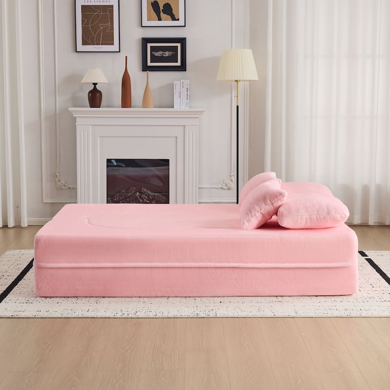 Queen Foldable Sleeper Sofa, Floor Couch Sofa Bed, High-Density Foam Convertible Lounge Sofa Loveseat