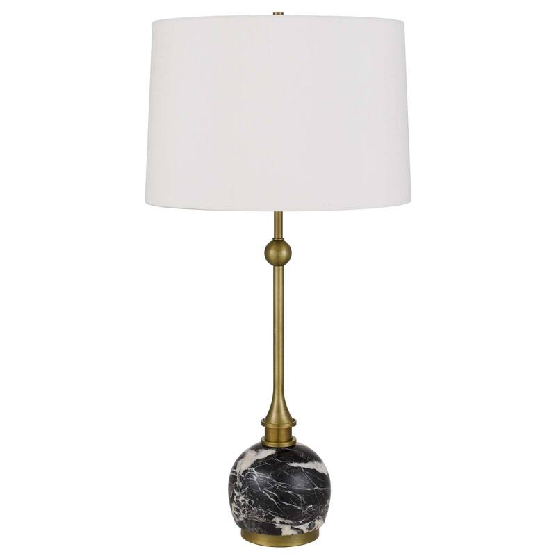 150W 3 way Midlands metal table lamp with marble stone base and hardback fabric shade - One Size