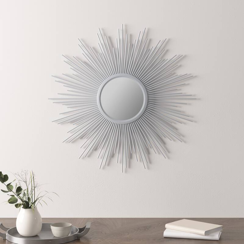 Madison Park Fiore Sunburst Wall Decor Mirror - 29.5" Dia - Silver