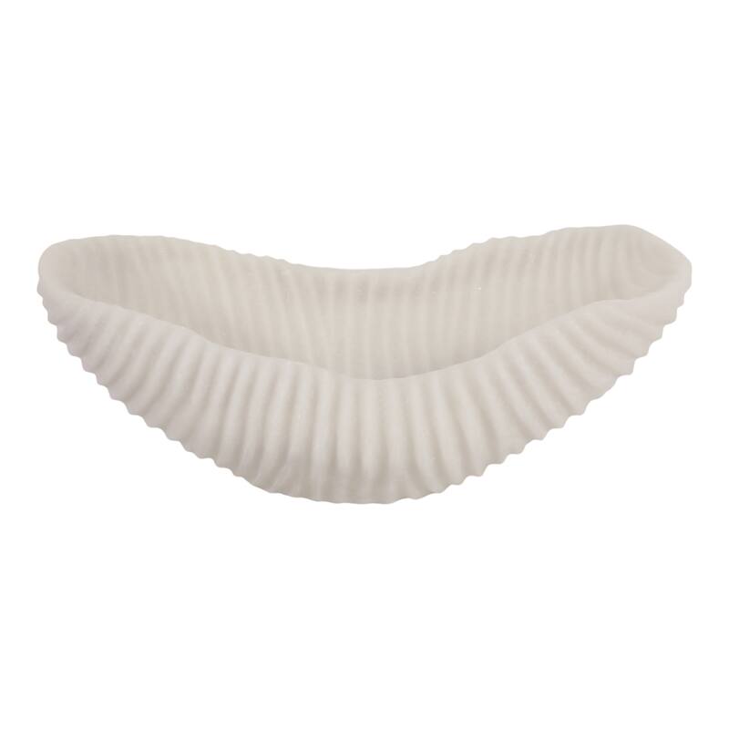Resin Decorative Bowl Rippled Texture Modern Design - 17" White - 16.75" x 8.5" x 6.25"