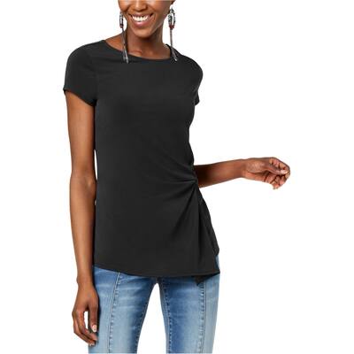 I-N-C Womens Twist Front Basic T-Shirt