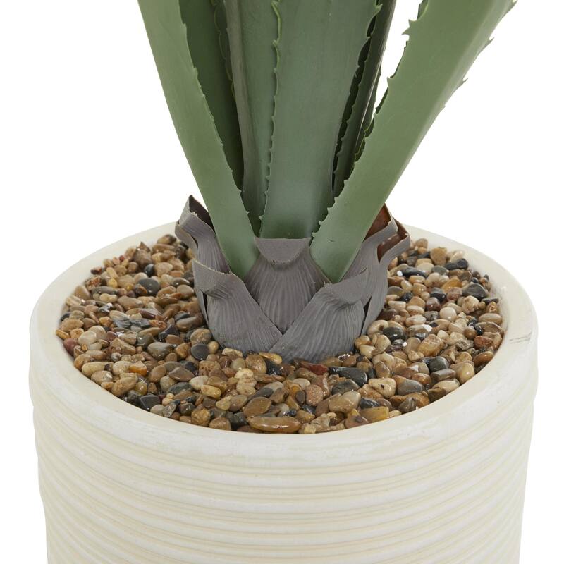 Faux Foliage Agave Artificial Plant with Realistic Leaves and Beige Ceramic Pot - Green - Roche River Decor - 26"W x 26"L x 41"H