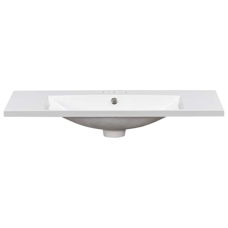 GDFStudio - Maren Sink Rectangular Resin Single Hole Bathroom Vanity Top