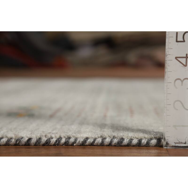 Hand Knotted Oriental 100% Wool Carpet Tribal Animal Pictorial Greys & Charcoal Gabbeh Area Rug - 7' 10'' X 5' 1''