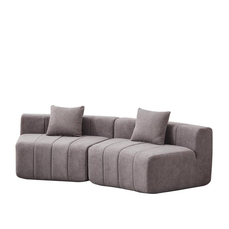 Chenille Curved Sectional Sofa with 2 Pillows,Curved Symmetrical Modular Semi Circular Sofa Sectional for bedroom, Living room